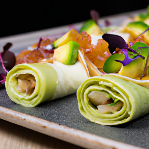 Roulés de crêpes au saumon et mousse d'avocat
