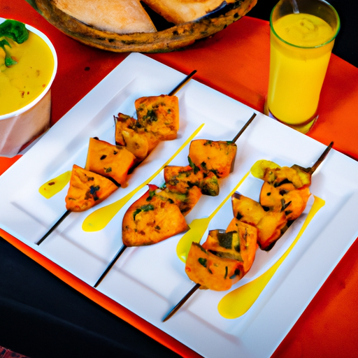 Brochettes de poulet à la mangue et au curry