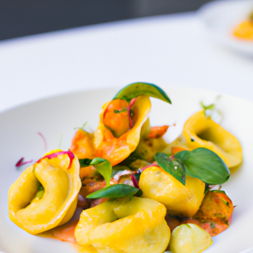 Ravioles croustillantes aux crevettes et à la mangue