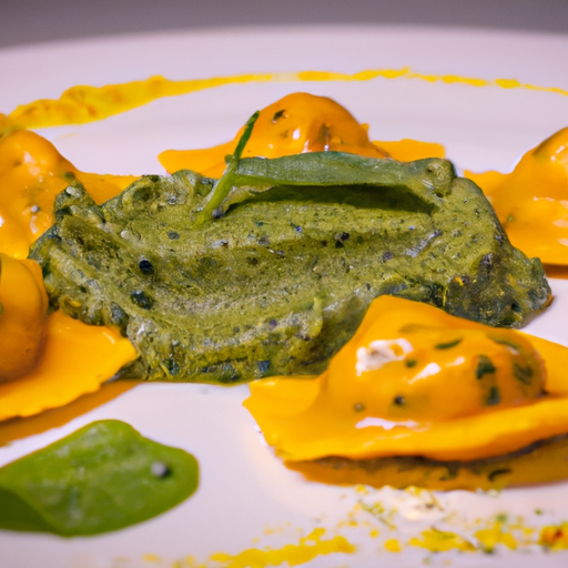 Raviolis de patate douce au pesto de coriandre