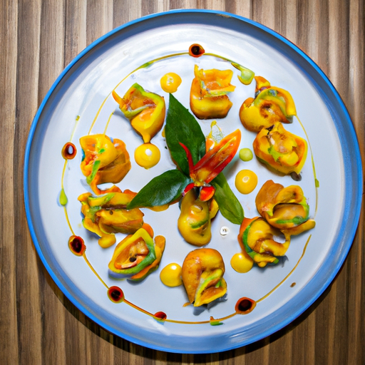 Raviolis frits croustillants aux crevettes et à la mangue
