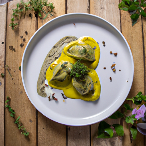Raviolis de patate douce au pesto de coriandre
