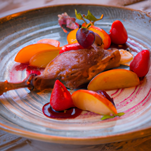 Croustillant de canard aux fruits exotiques