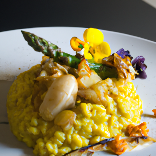 Risotto au safran et aux asperges grillées
