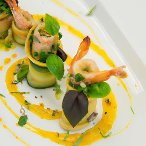 Roulés de courgettes farcis aux crevettes et à la mangue