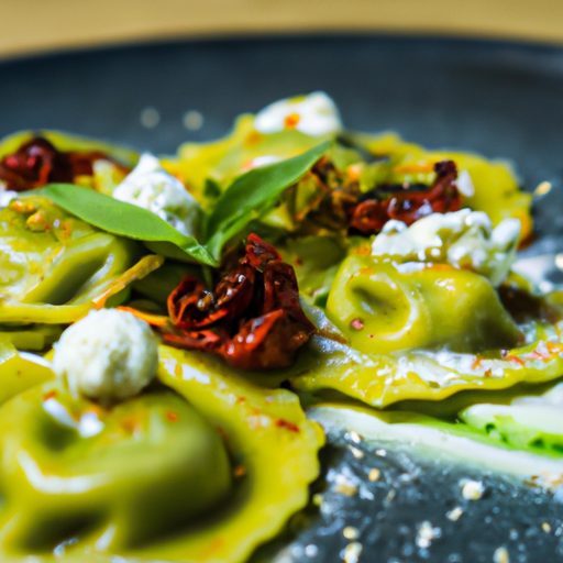 Raviolis au pesto de tomates séchées et ricotta
