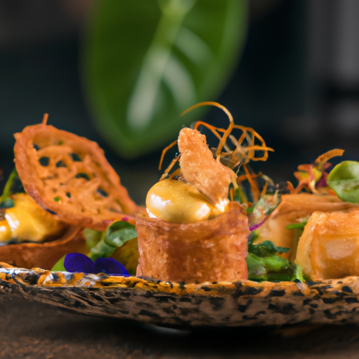 Bouchées croustillantes au crabe royal et à la mangue
