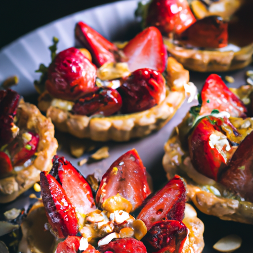 Tartelettes aux fraises balsamiques et aux amandes caramélisées