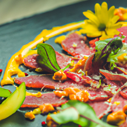 Carpaccio de mangue au tartare de thon épicé
