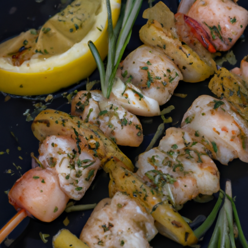 Brochettes de poulpe grillé au citron et romarin