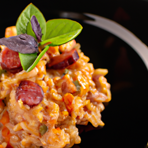 Risotto à la saucisse piquante et aux poivrons