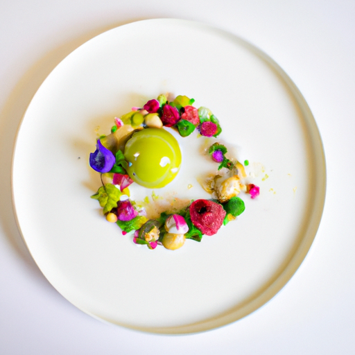 Dôme glacé au thé matcha et fruits exotiques