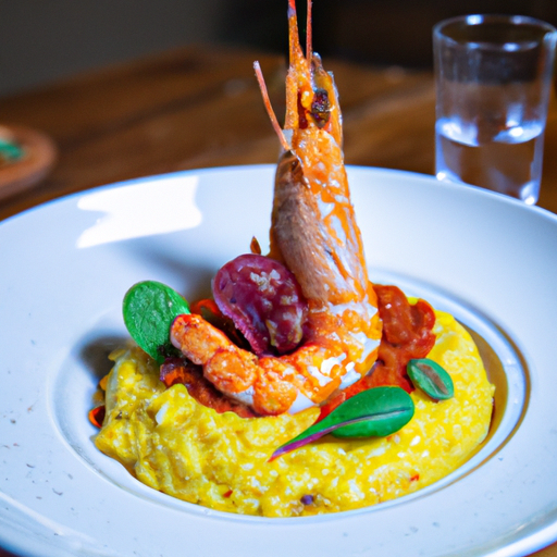 Risotto aux crevettes safranées et chorizo croustillant