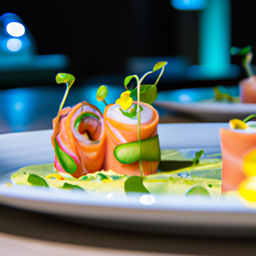 Roulés de saumon mariné aux agrumes et chantilly d'avocat