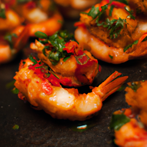 Crevettes croustillantes au chorizo et poivrons confits