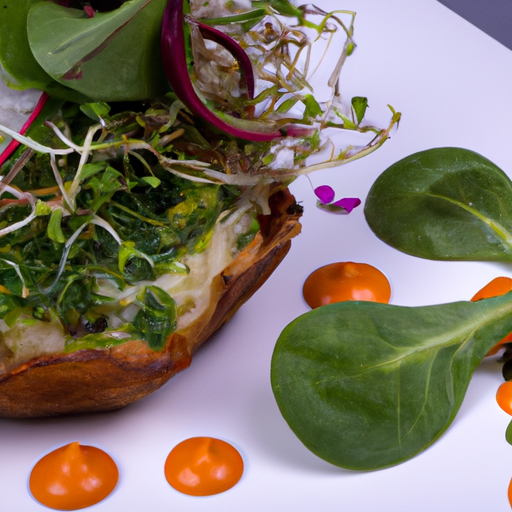 Croustillant de patate douce au pesto de roquette