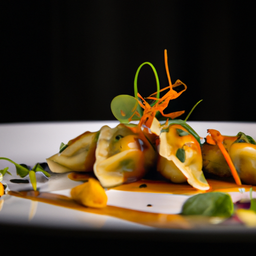 Raviolis croustillants au canard confit et sauce au miso