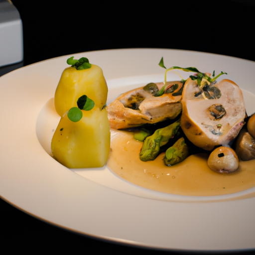 Émincé de poulet à la crème de ciboulette et aux éclats de noix de cajou