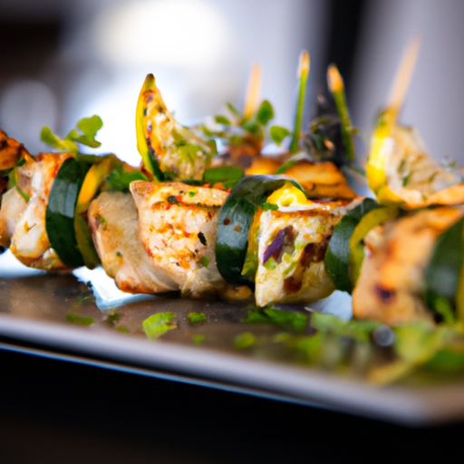 Brochettes de poulet mariné au citron vert et à la coriandre