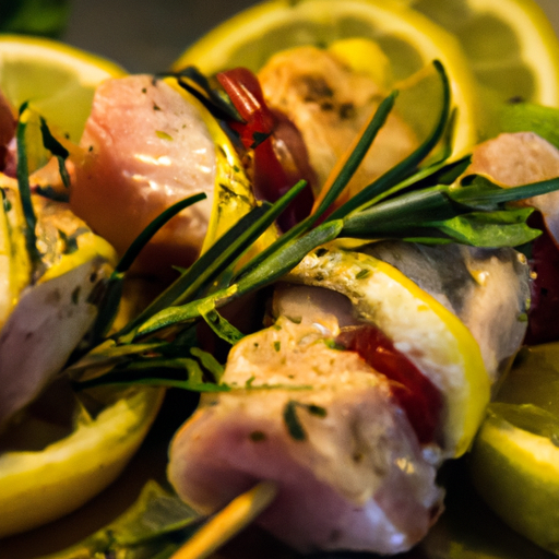 Brochettes de poulet marinées au citron et romarin