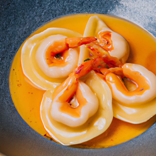 Ravioles de crevettes épicées au bouillon de citronnelle