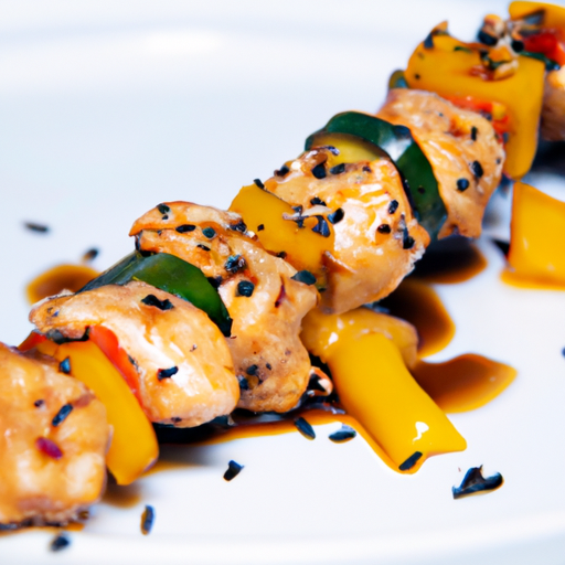 Brochettes de poulet mariné au sirop d'érable et graines de sésame