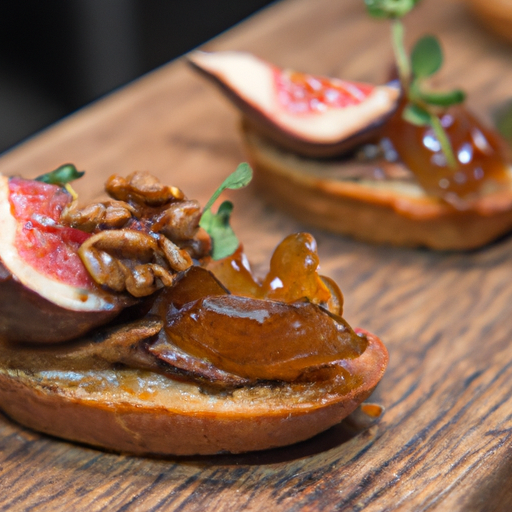 Crostinis de confit de canard aux figues et aux noix de pécan caramélisées