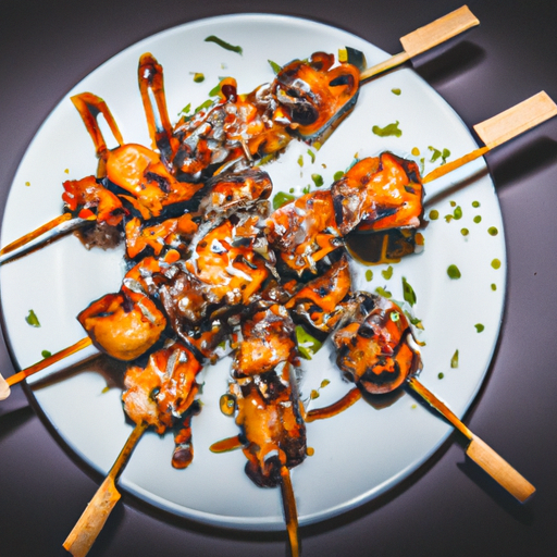 Brochettes de poulet croustillant au miel et sésame