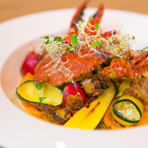 Cassolette de homard au safran et aux asperges