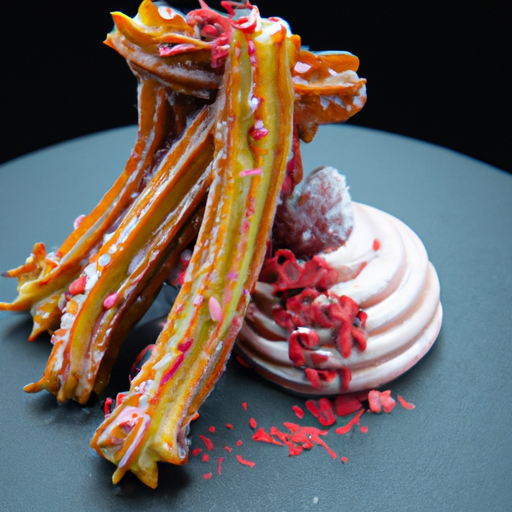 Churros glacés à la fraise et pistaches concassées