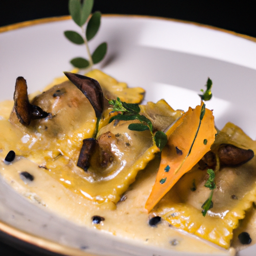 Raviolis croustillants aux champignons sauvages et truffe