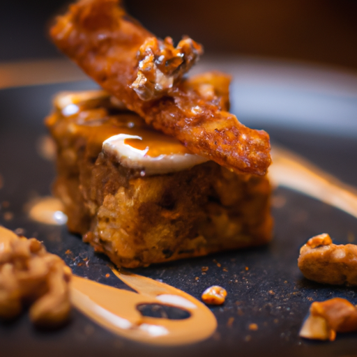 Carrés moelleux à la crème de marrons et éclats de noix de pécan caramélisées