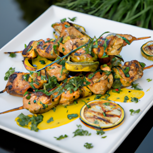 Brochettes de poulet au citron vert et à la coriandre