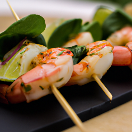 Brochettes de crevettes au citron vert et à la coriandre