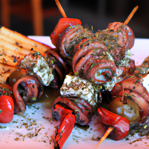 Brochettes de poulpe grillé à la grecque