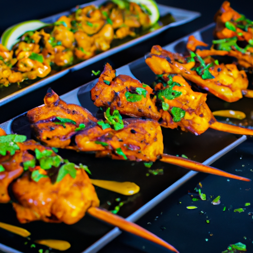 Brochettes de poulet au curry et à la mangue
