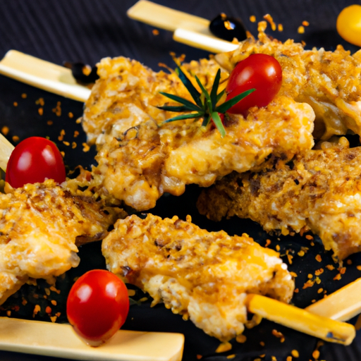 Brochettes de poulet croustillant à la noix de coco