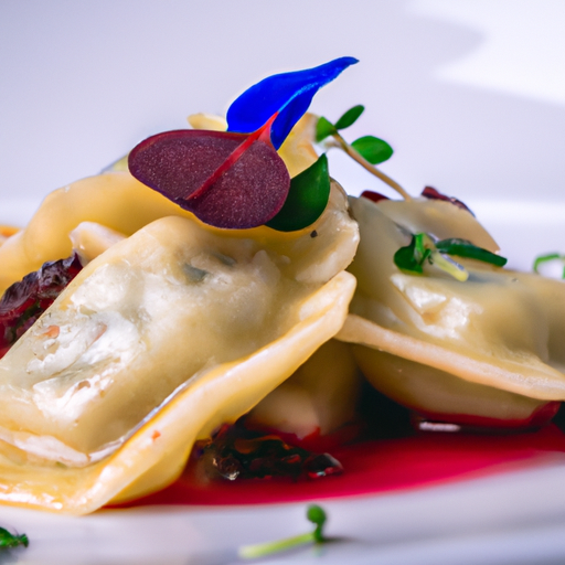 Raviolis croustillants au canard confit et compotée d'oignons rouges