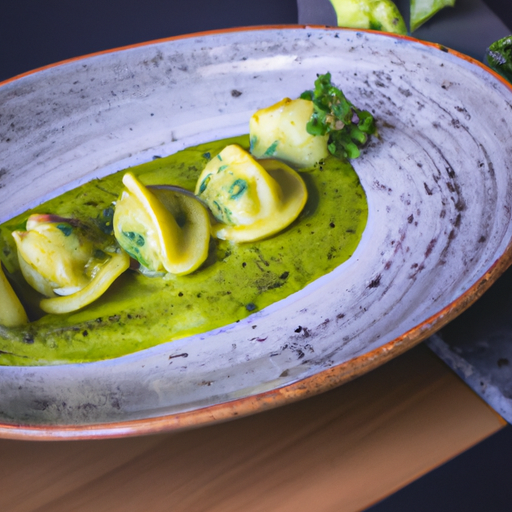 Raviolis de patate douce et pesto de brocoli