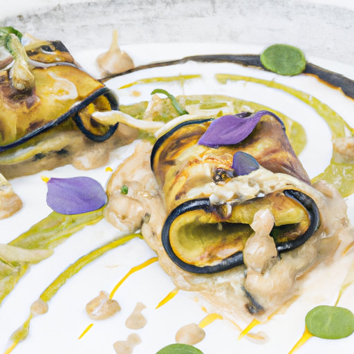 Raviolis d'aubergine farcis aux champignons sauvages