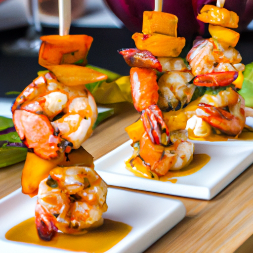 Brochettes de crevettes à la noix de coco et sauce mangue-piment