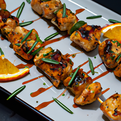 Brochettes de poulet caramélisé au miel et à la lime