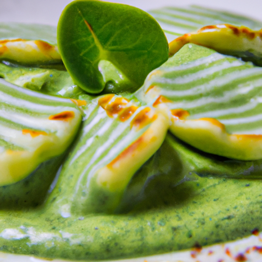 Ravioles de patate douce au pesto de coriandre