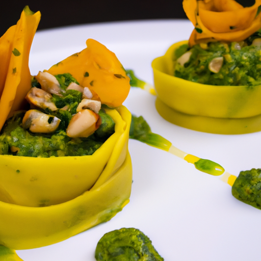 Pâtes farcies au pesto de brocoli et noix de cajou