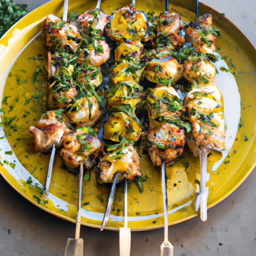 Brochettes de poulpe grillé au citron et aux herbes