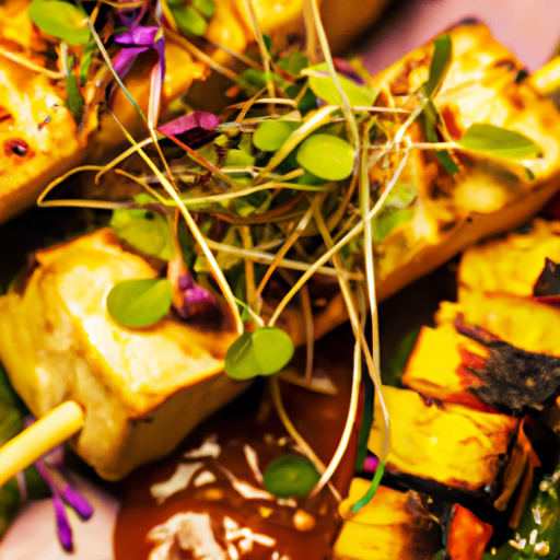 Brochettes de chou-fleur rôti au curry et tofu grillé