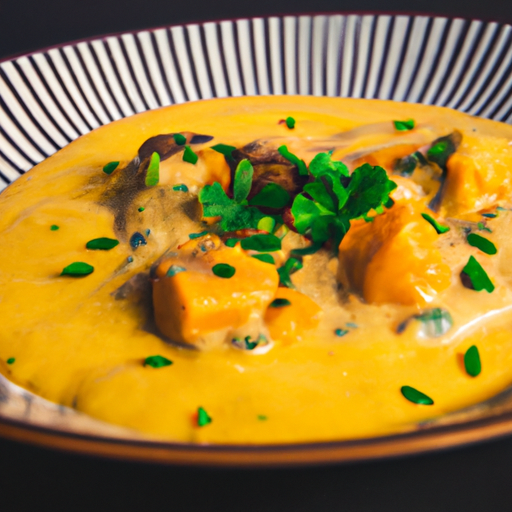Curry de patates douces au lait de coco et pois chiches croustillants