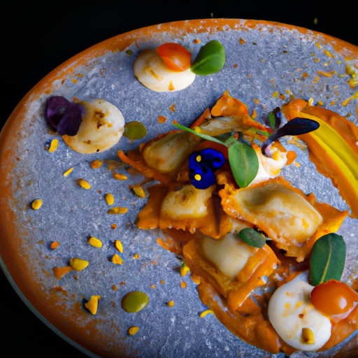 Raviolis croustillants au potimarron et noisettes