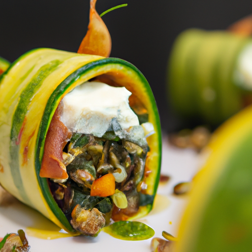 Roulés de courgettes farcis aux lentilles et à la feta