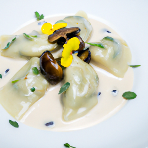 Ravioles de patate douce à la sauce crémeuse de champignons sauvages